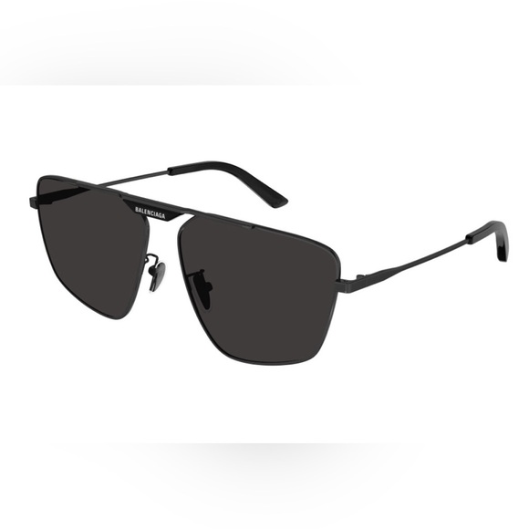 NEW BALENCIAGA PILOT SUNGLASSES BALENCIAGA BB0246SA 001 BLACK METAL EYEWEAR - Picture 1 of 5